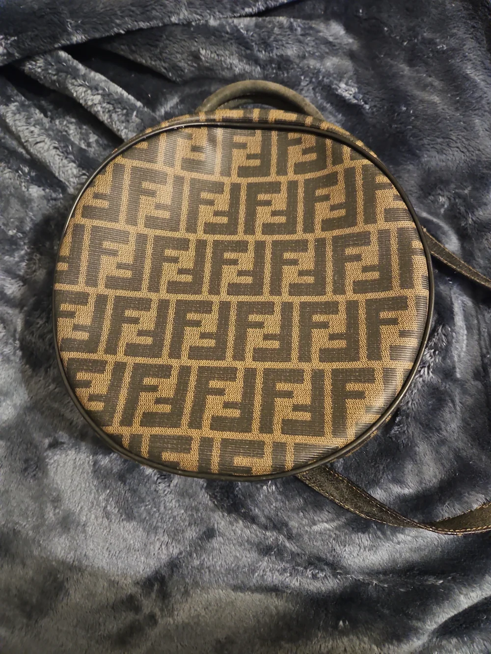 Fendi Brown and Black Logo Round Crossbody Bag